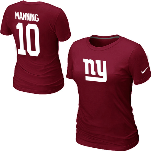 Nike New York Giants #10 Eli Manning Name & Number Women's NFL T-Shirt - Red